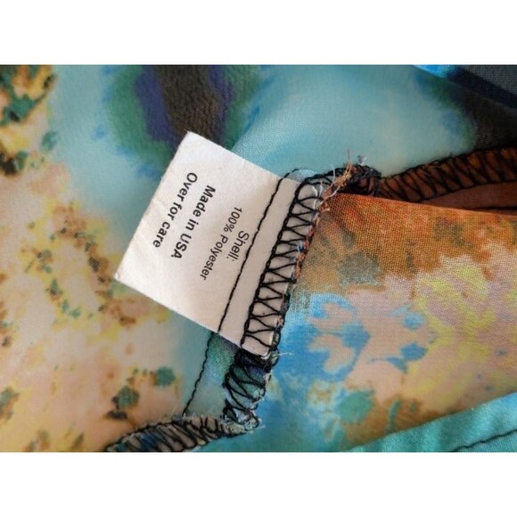Colorful Abstract Sheer Blouse Size PXL Made in USA Festival Artsy Retro Flowy - Picture 8 of 10